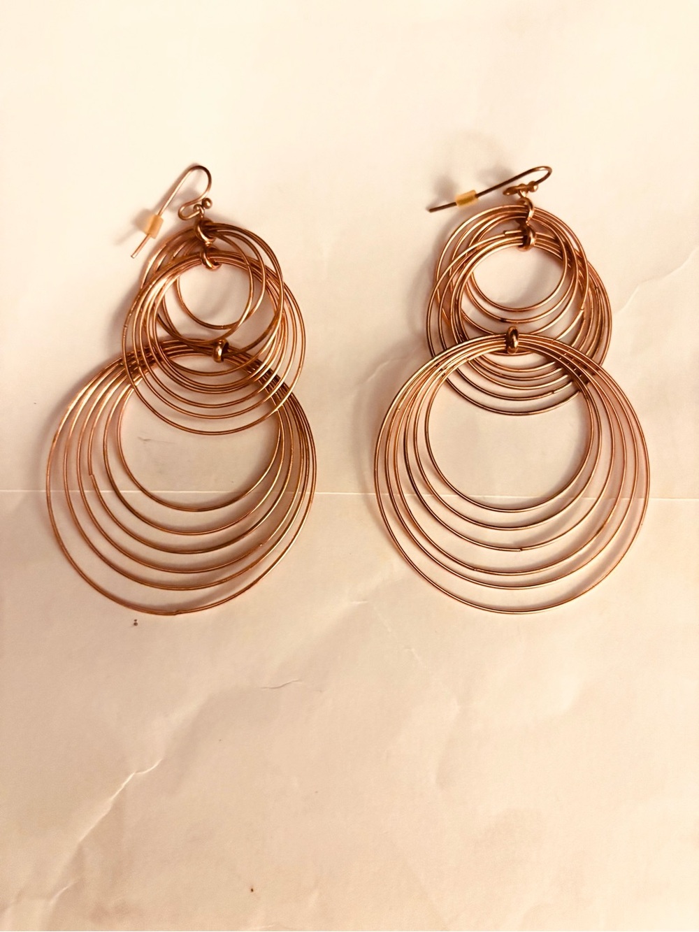 Rose Gold-Tone Multi Hoop Drop Earrings - Women Jewelry